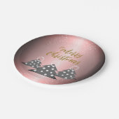 Kerstboom Metallic Pink Script Holiday Party Papieren Bordje (Gekanteld)