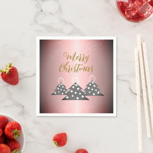 Kerstboom Metallic Pink Script Holiday Party Servet (Insitu)