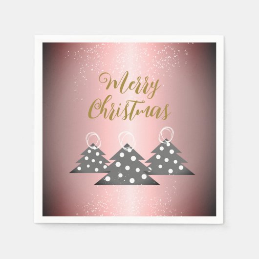 Kerstboom Metallic Pink Script Holiday Party Servet (Voorkant)