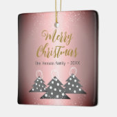 Kerstboom Metallic roze feestelijke familie Keramisch Ornament (Links)