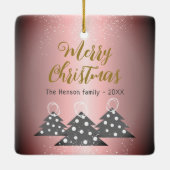 Kerstboom Metallic roze feestelijke familie Keramisch Ornament (Achterkant)