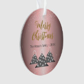 Kerstboom Metallic roze feestelijke familie Ornament (voorkant)