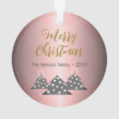 Kerstboom Metallic roze feestelijke familie Ornament (achterkant)