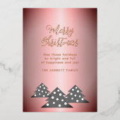 kerstboom Metallic roze rood goud Folie Feestdagenkaart (Voorkant)