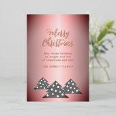 kerstboom Metallic roze rood goud Folie Feestdagenkaart (Staand Voorkant)