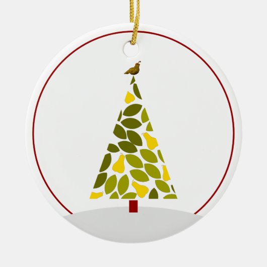 Kerstboom - Mid Century Patrijs Keramisch Ornament (Voorkant)