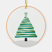Kerstboom - Mid Century Stripe Keramisch Ornament (Voorkant)