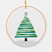 Kerstboom - Mid Century Stripe Keramisch Ornament (Achterkant)