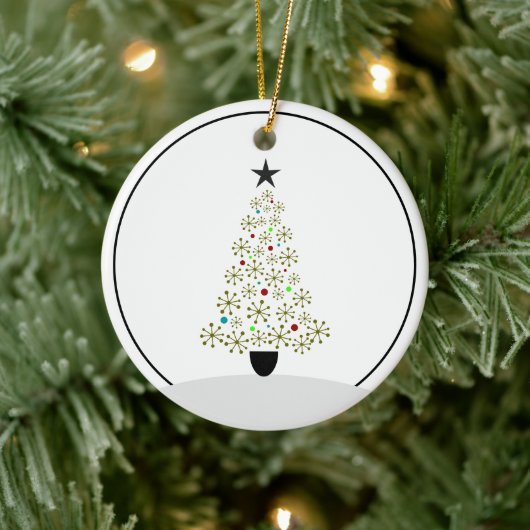 Kerstboom - Midden eeuw Retro sterren Keramisch Ornament (Boom)