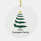 Kerstboom, militair vliegtuig, minimalistisch keramisch ornament (Voorkant)