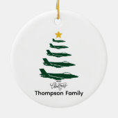 Kerstboom, militair vliegtuig, minimalistisch keramisch ornament (Achterkant)