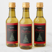 Kerstboom Mini Wijnfles Label Wijn Etiket (Flessen)