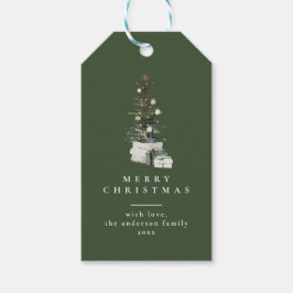 Kerstboom Minimale Typografie Groene Gift Labels Cadeaulabel
