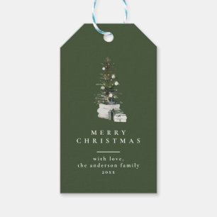 Kerstboom Minimale Typografie Groene Gift Labels Cadeaulabel