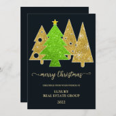 kerstboom | Minimalistisch | Glittercadeau voor go Feestdagenkaart (Voorkant / Achterkant)