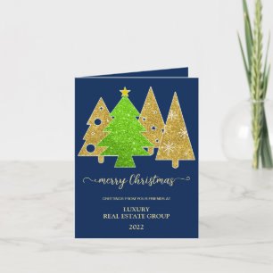 Kerstboom Minimalistisch Gouden glinster cadea Feestdagen Kaart