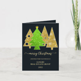 Kerstboom | Minimalistisch | Gouden glinster cadea Feestdagen Kaart