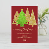 Kerstboom | Minimalistisch | Gouden glinster cadea Feestdagenkaart (Staand voorkant)