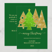 Kerstboom | Minimalistisch | Gouden glinster cadea Feestdagenkaart (Voorkant / Achterkant)