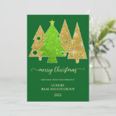 Kerstboom | Minimalistisch | Gouden glinster cadea Feestdagenkaart (Staand voorkant)