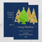 Kerstboom | Minimalistisch | Gouden glinster cadea Feestdagenkaart (Voorkant / Achterkant)