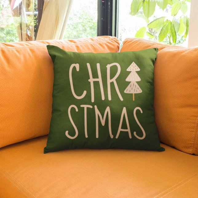 Kerstboom minimalistisch Scandinavisch groen Kussen (Creator heeft geüpload)