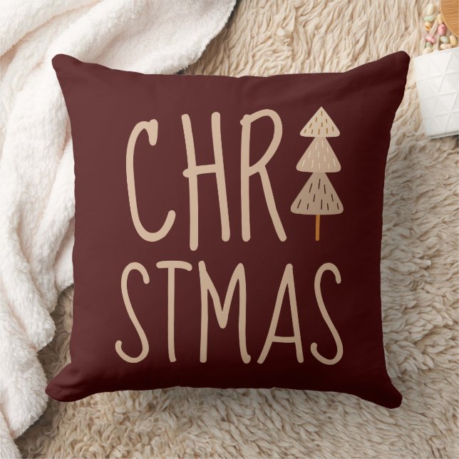 Kerstboom Minimalistisch Scandinavisch Rood Kussen (Deken)