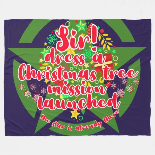 Kerstboom, missie, leger fleece deken (Voorkant (Horizontaal))