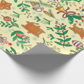 kerstboom, mistletoe- en poolkrulpapier cadeaupapier (Hoek)