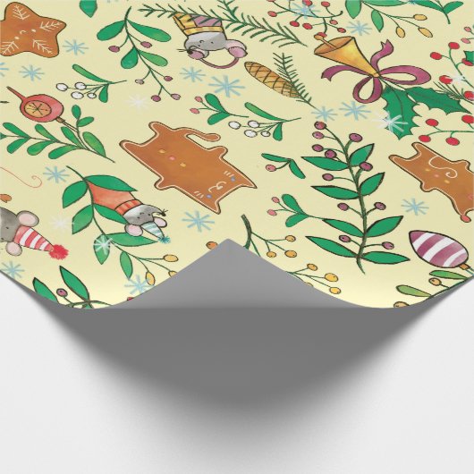 kerstboom, mistletoe- en poolkrulpapier cadeaupapier (Hoek)