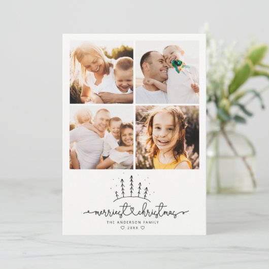 Kerstboom Modern collage Feestdagenkaart (Staand voorkant)