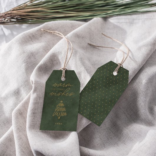 Kerstboom - Modern Dusty Green Velvet Holiday Cadeaulabel