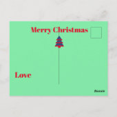 Kerstboom Modern Gingham Groen Blauw Groet Briefkaart (Achterkant)