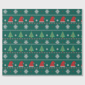 Kerstboom Modern groen rood en wit patroon Cadeaupapier (Vlak)