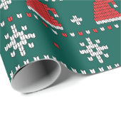 Kerstboom Modern groen rood en wit patroon Cadeaupapier (Rol Hoek)