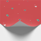 Kerstboom Modern groen rood en wit patroon Cadeaupapier (Hoek)