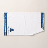 Kerstboom Modern Holiday Pattern Blue Bad Handdoek (Handdoek)