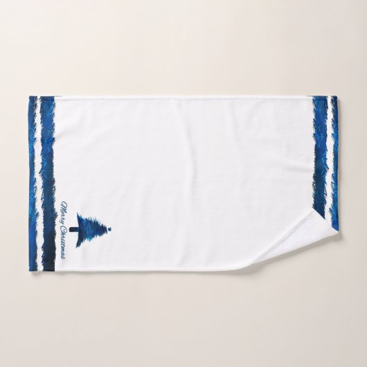 Kerstboom Modern Holiday Pattern Blue Bad Handdoek (Handdoek)