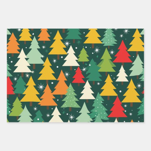Kerstboom Modern inpakpapier Patroon (Voorkant)