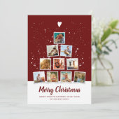 Kerstboom Modern Instagram Foto Collage Red Feestdagenkaart (Staand voorkant)