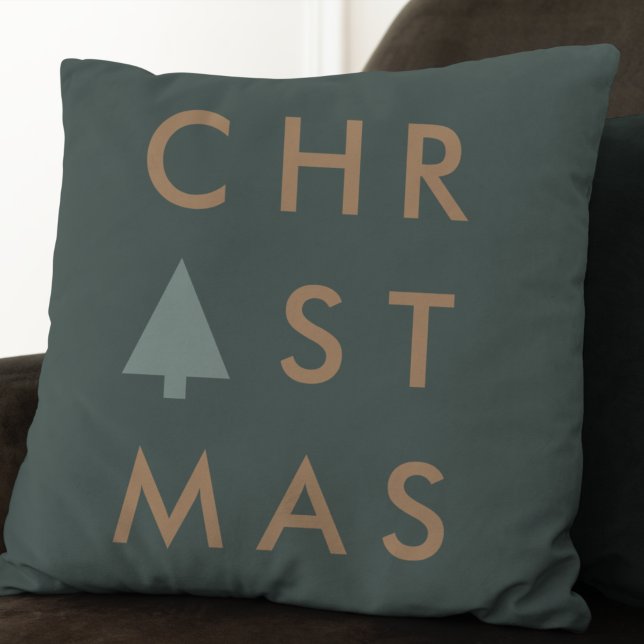 Kerstboom | Modern minimalistisch goud en groen Kussen (Creator heeft geüpload)