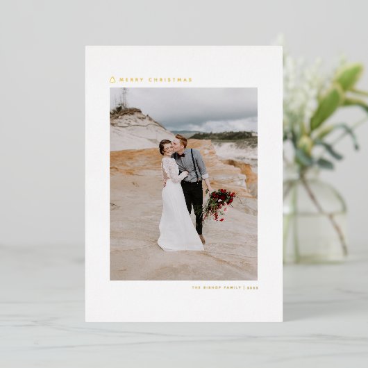 Kerstboom Modern minimalistische kerst Folie Feestdagenkaart (Staand Voorkant)