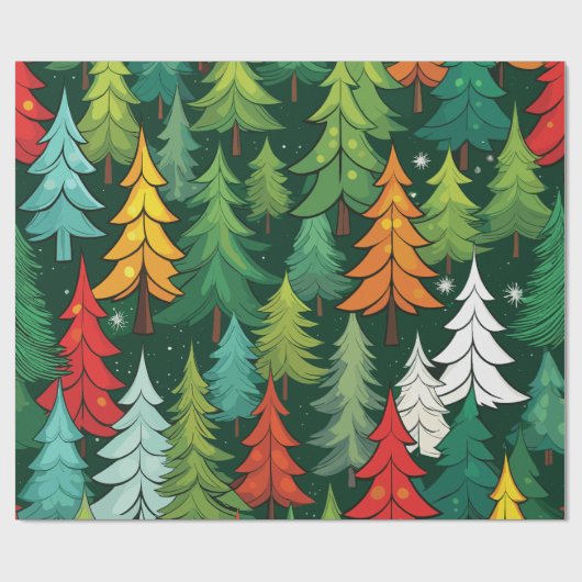 Kerstboom modern patroon inpakpapier (Vlak)