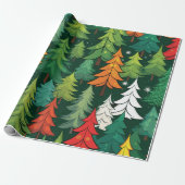 Kerstboom modern patroon inpakpapier (Uitgerold)