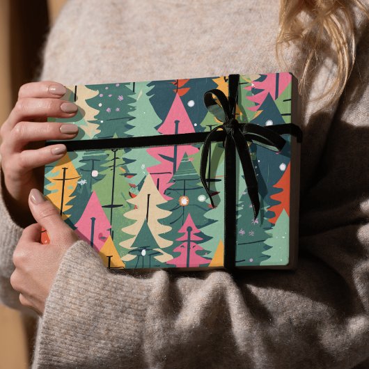 Kerstboom Modern patroon inpakpapier