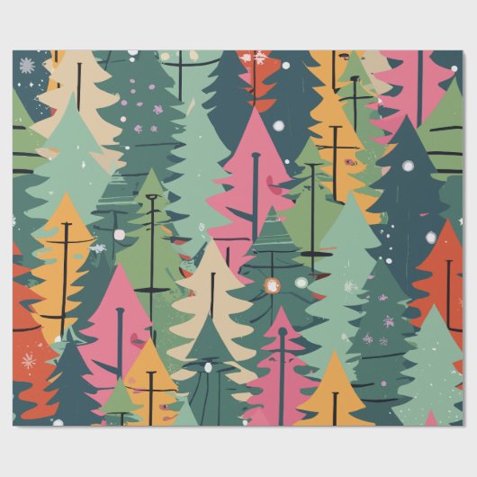 Kerstboom Modern patroon inpakpapier (Vlak)