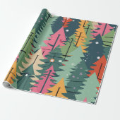 Kerstboom Modern patroon inpakpapier (Uitgerold)