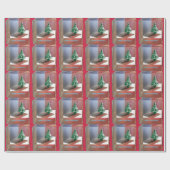 Kerstboom modern rood groen blauw cadeaupapier (Vlak)