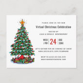 Kerstboom Modern Virtual Holiday Party Uitnodiging Briefkaart (Voorkant)