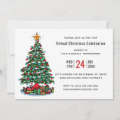 Kerstboom Modern Virtuele Kerstfeest Kaart (Voorkant)